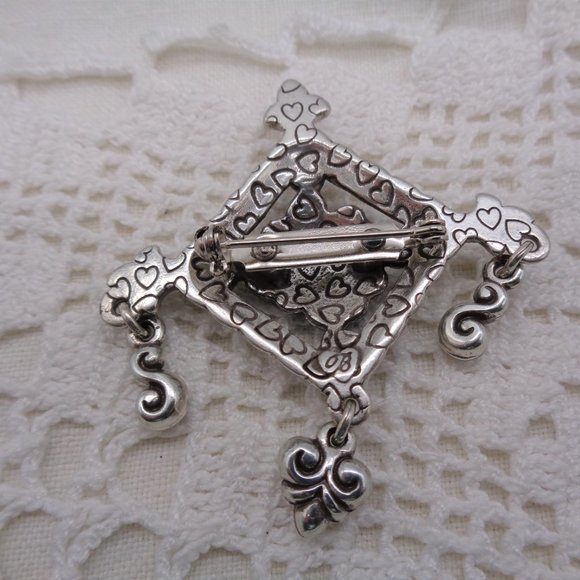 Brighton Flower & Scroll Dangle Brooch - Picture 4 of 4